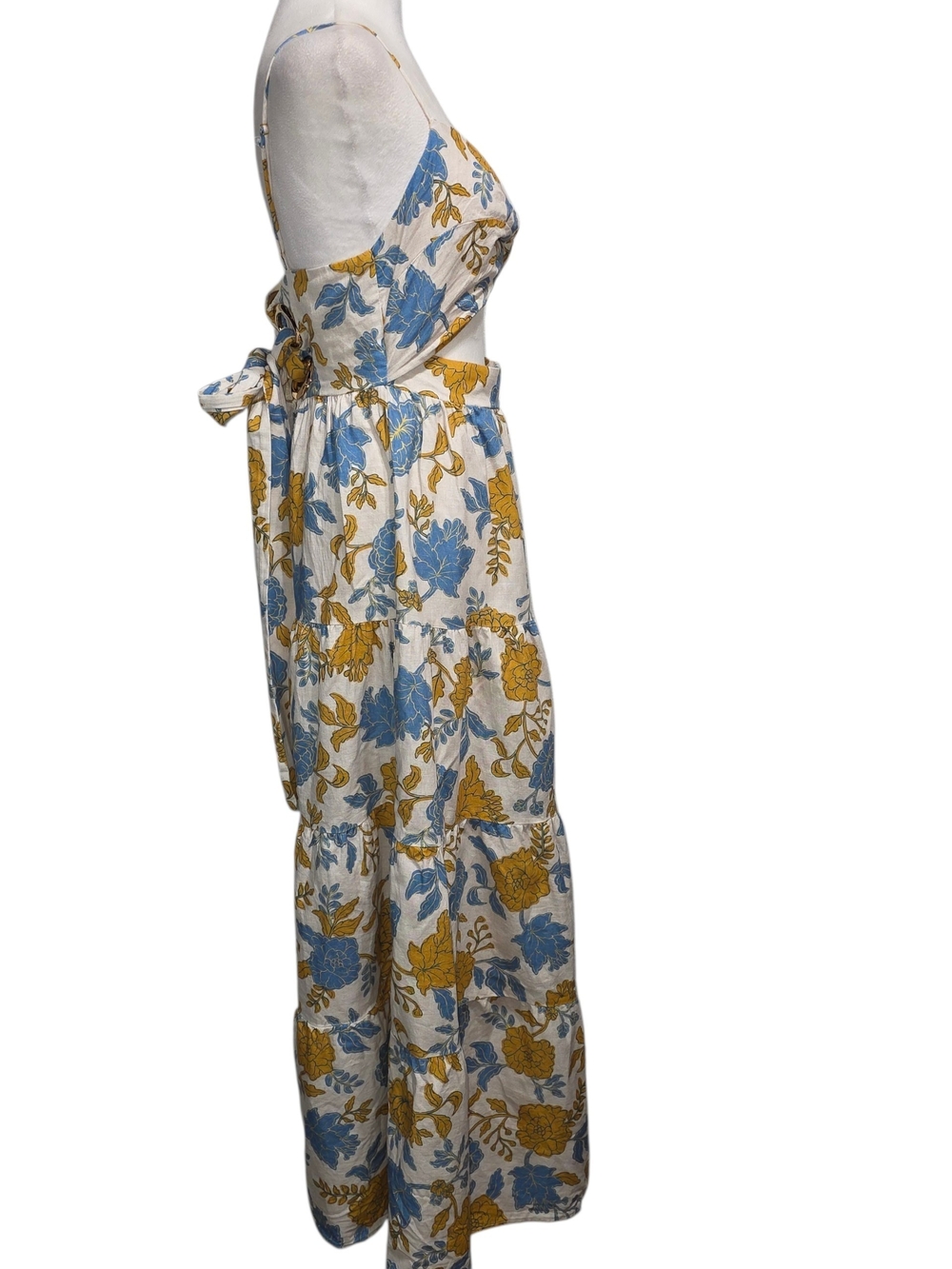 Showpo Amalie The Label Emerita Linen Blend Floral Cutout Midi Dress US 8 - Picture 4 of 10